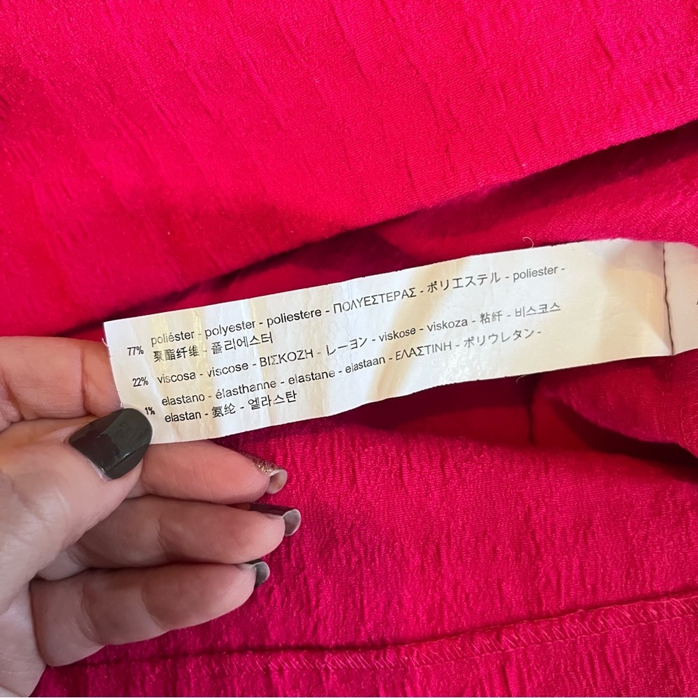 Zara woman textured bell sleeve fuchsia mini dress - Picture 7 of 10